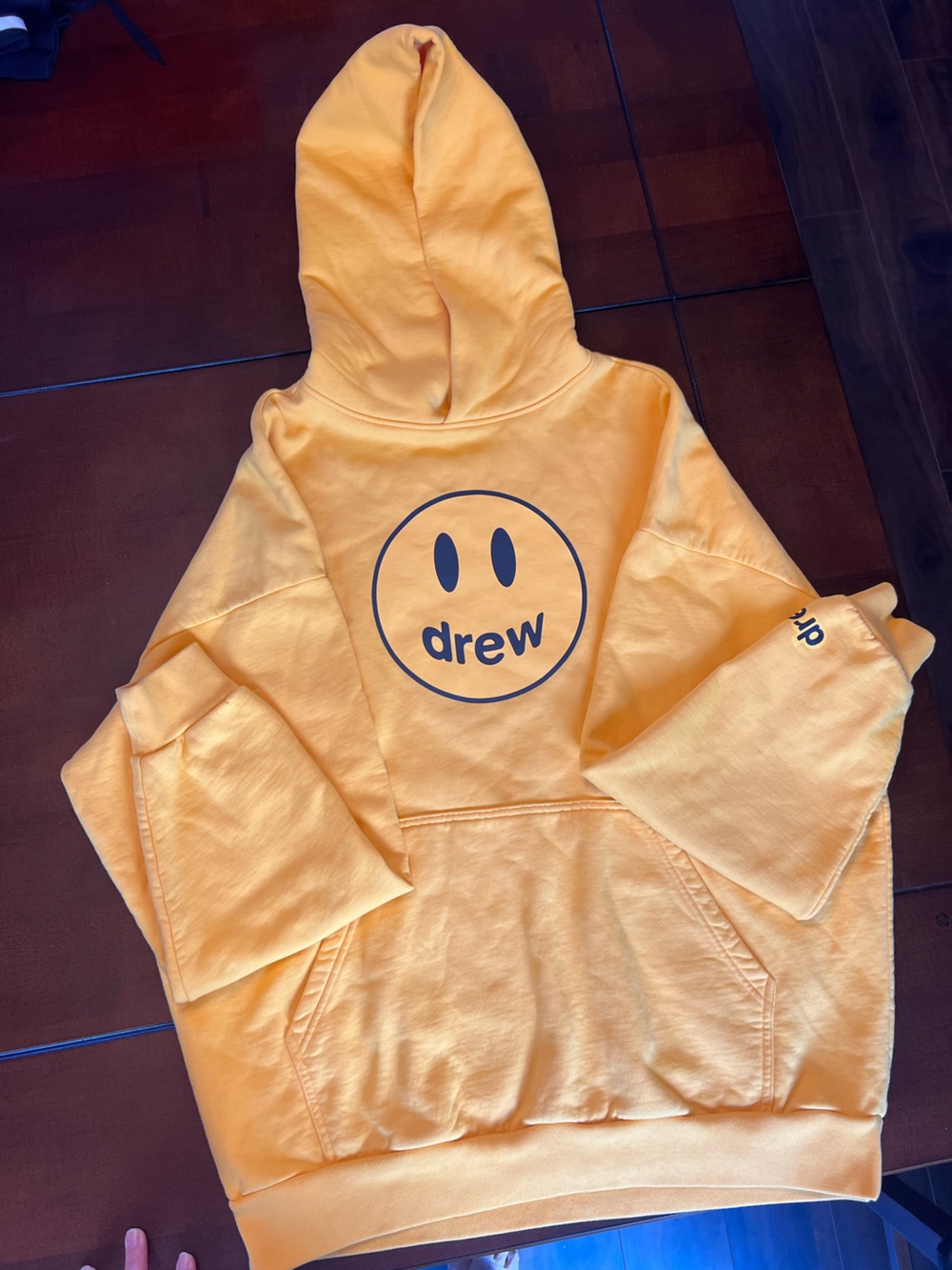 Drew House Yellow Pullover Hoodie with  Smiley Logo Oversized Medium